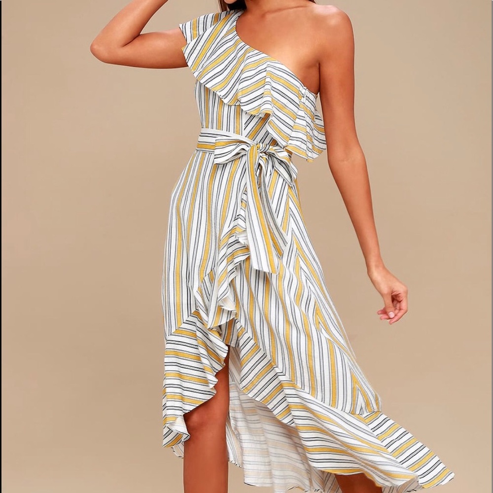 Lulus one shoulder striped dress